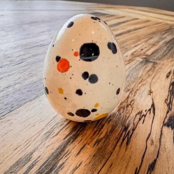 Vintage Ceramic Splatter Paint Speckled Easter Egg Decor, 3” - Picture 6 of 9